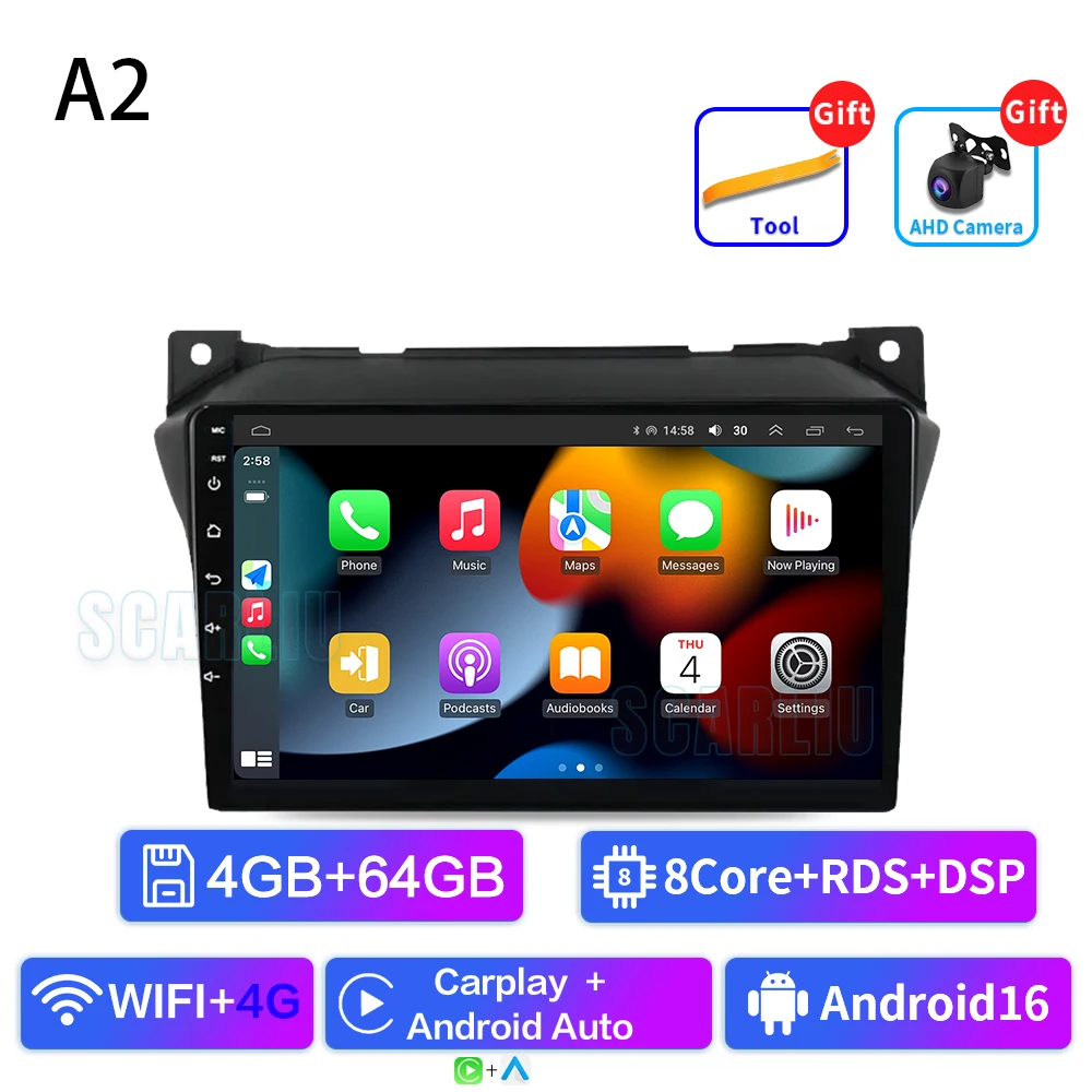 Android 16 4G + 32G Voor Suzuki Alto 2009 2010 2011 2012 2013 2014 2015 2016 Multimedia Stereo auto Dvd-speler Navigatie GPS Radio