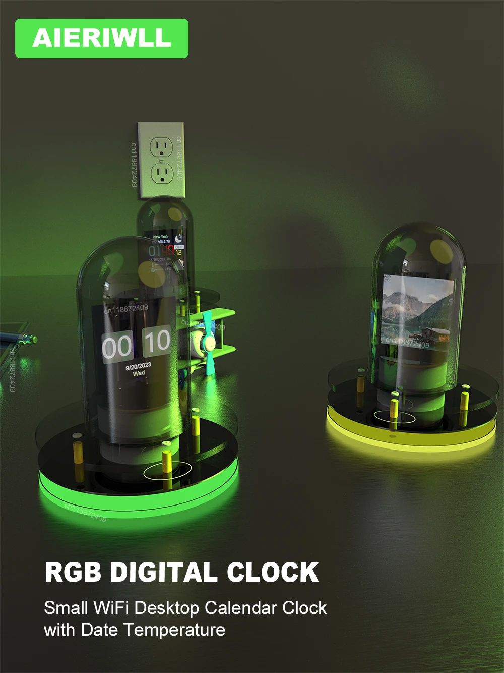 

Цифровые часы RGB, маленькие настольные часы с календарем, датой, температурой, влажностью, имитацией Nixie TubeOffice, украшение для игрового стола