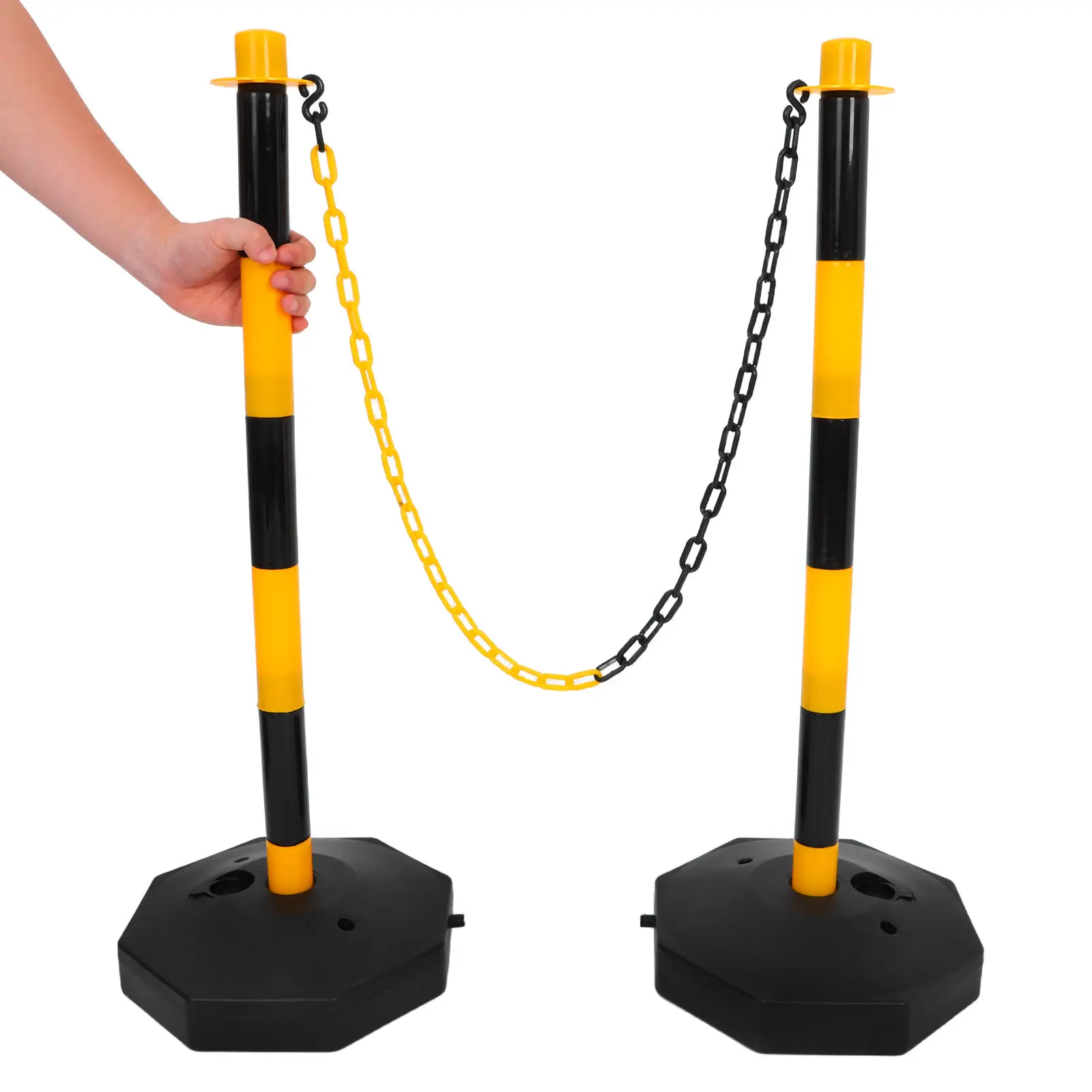 1set-plastic-safety-barrier-post-water-fillable-red-white-traffic-delineator-portable-compact-design-for-driveways-roadblocks
