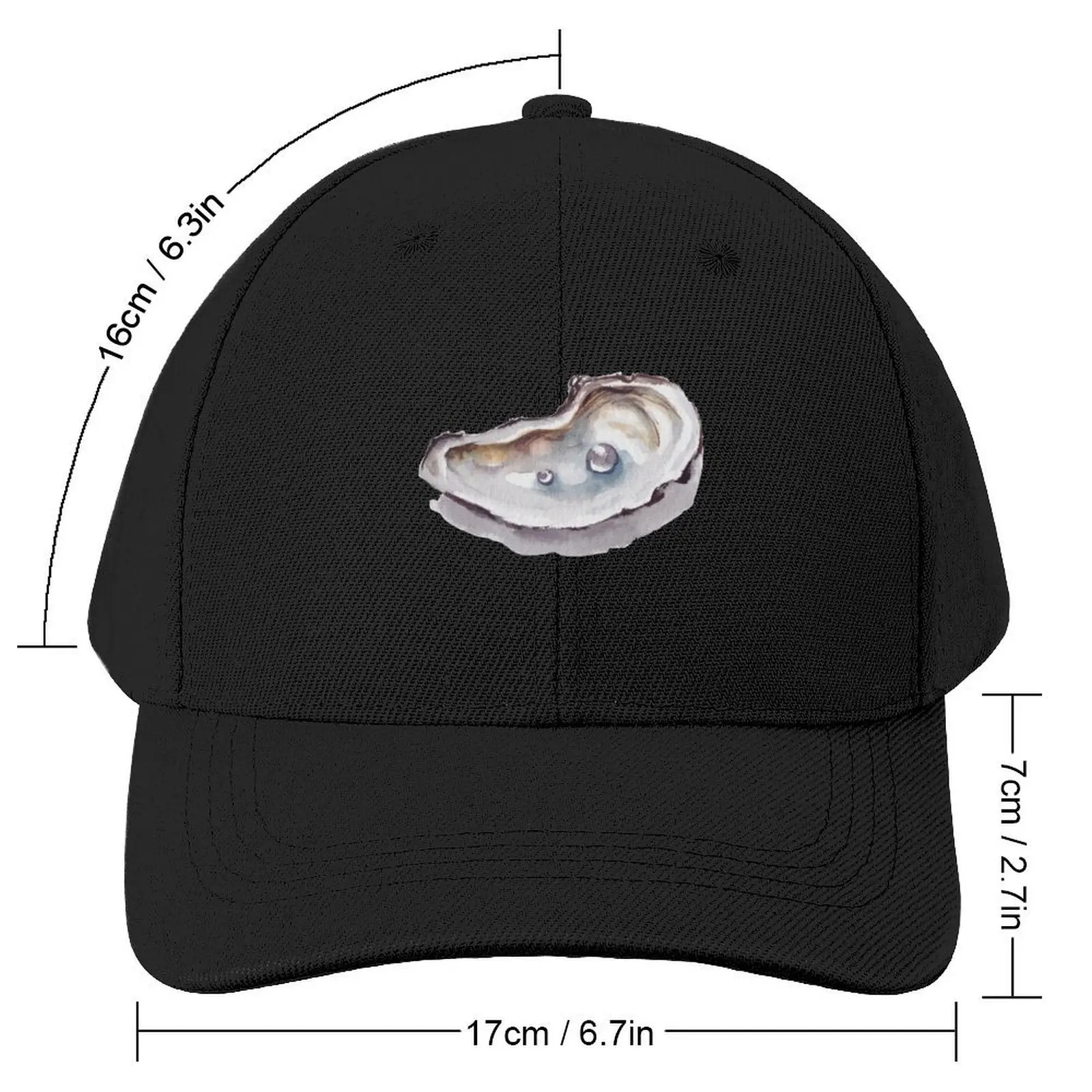 Watercolour painting of an oyster shell with shiny pearls Baseball Cap Sunhat Sports Cap Golf Golf Wear Men Women's