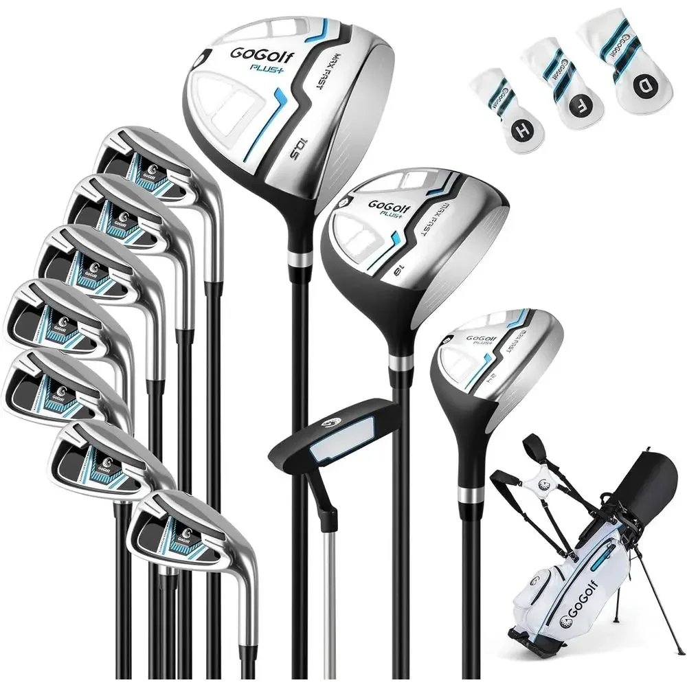 Complete Golf Club Set Right Hand, 460CC Driver, Hybrids, Irons, Putter, Bag & Rain Cover