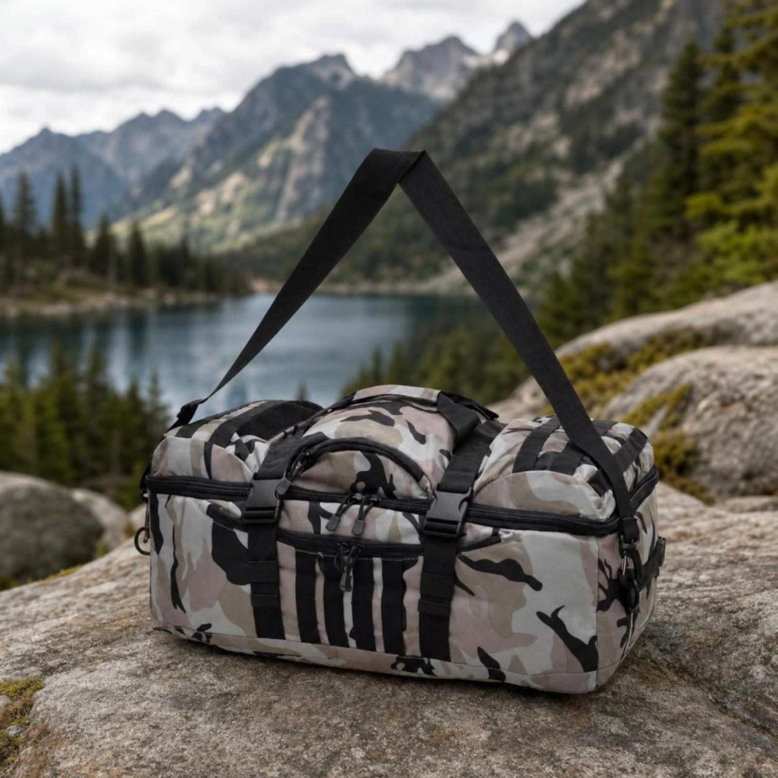 Duffel Bag with Backpack Straps Gym Bag with Backpack Straps Waterproof Multi-Pocket for Travelers, Weekend Trips view 3
