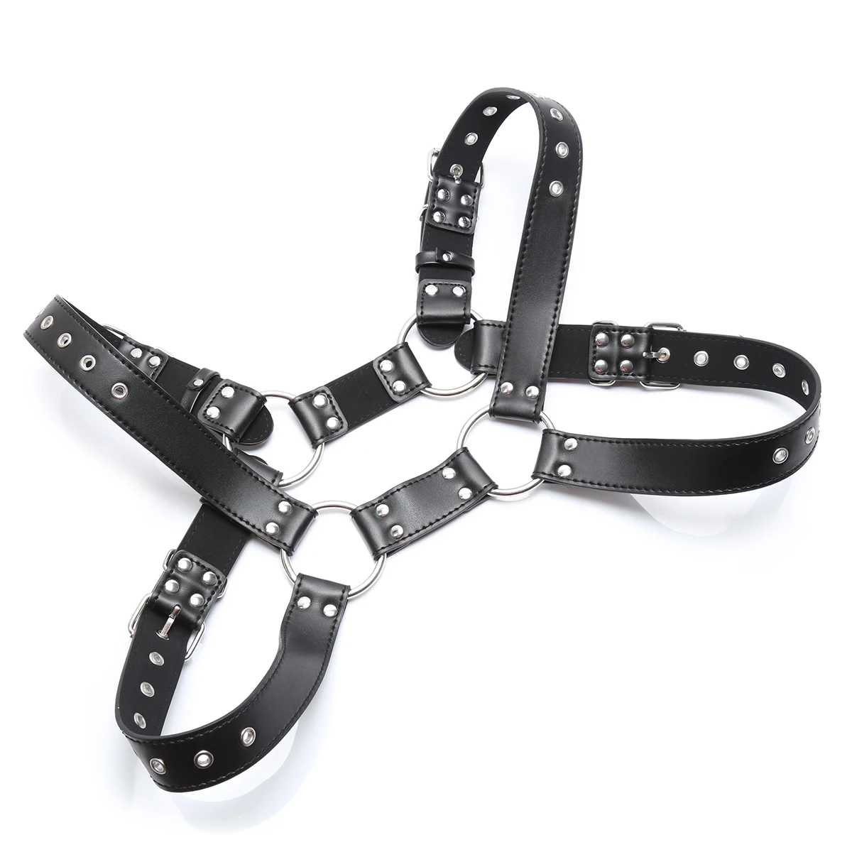 

Sexy Faux Leather Harness Belts Stage Dance Clubwear Mens Adjustable Buckles Exotic Tanks Gay Body Chest Bondage Shoulder Strap