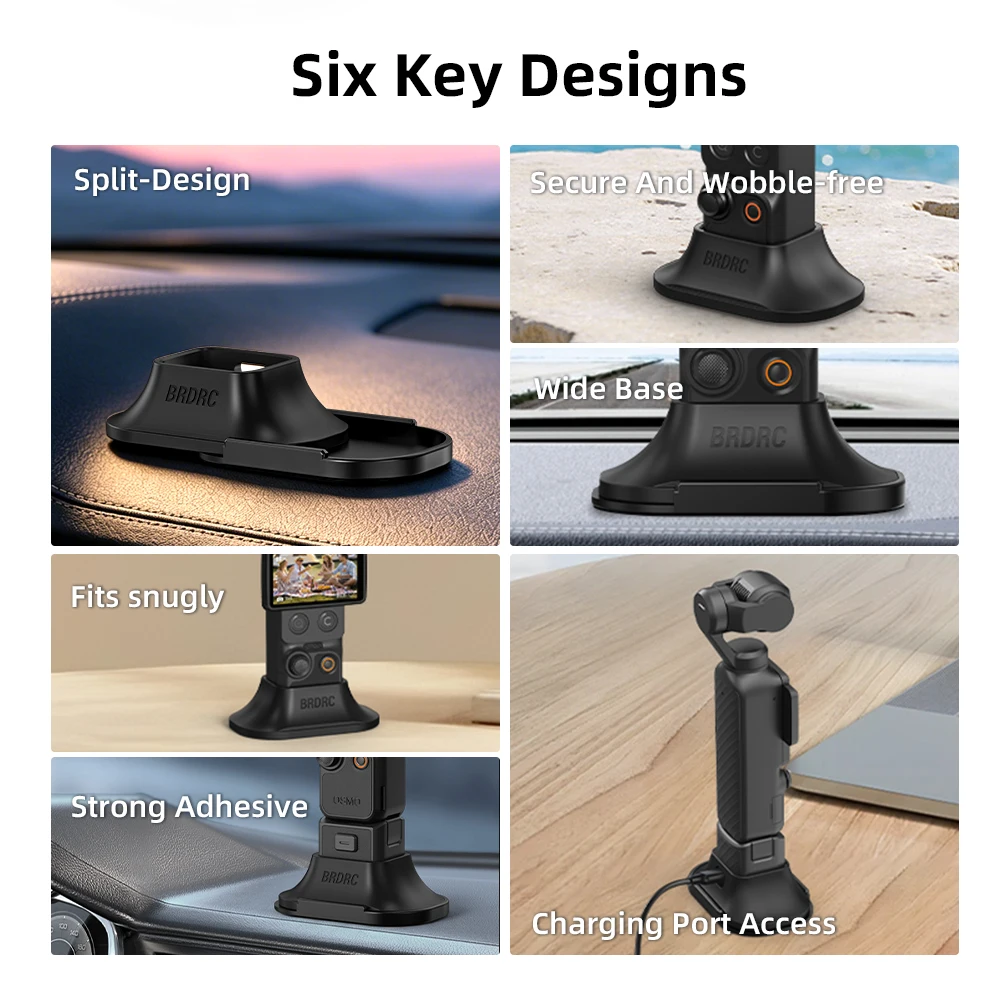 BRDRC Car Mount Base for DJI Pocket 4P/4/3 Accessories Detachable Non-slip Desktop Base Stable Support Stabilizer