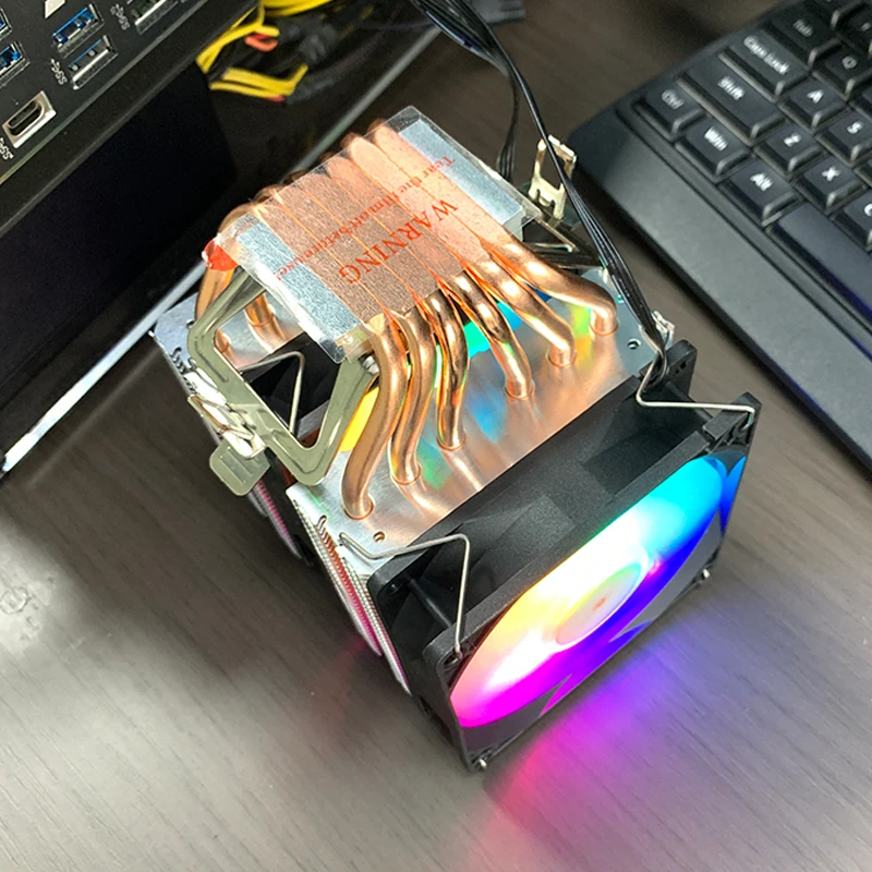 Chłodzenie procesora AM4, 6 heatpipe'ów, wentylator RGB 4PIN do procesorów Intel LGA 1366 1151 1155 1200 1700 2011 X79 AMD AM3 AM5