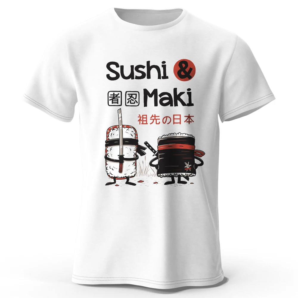 

Kawaii Sushi T Shirt 2026 New Harajuku Graphic 100% Cotton Men Women Unisex Oversized Heavyweight Cute Japanese Style Tops