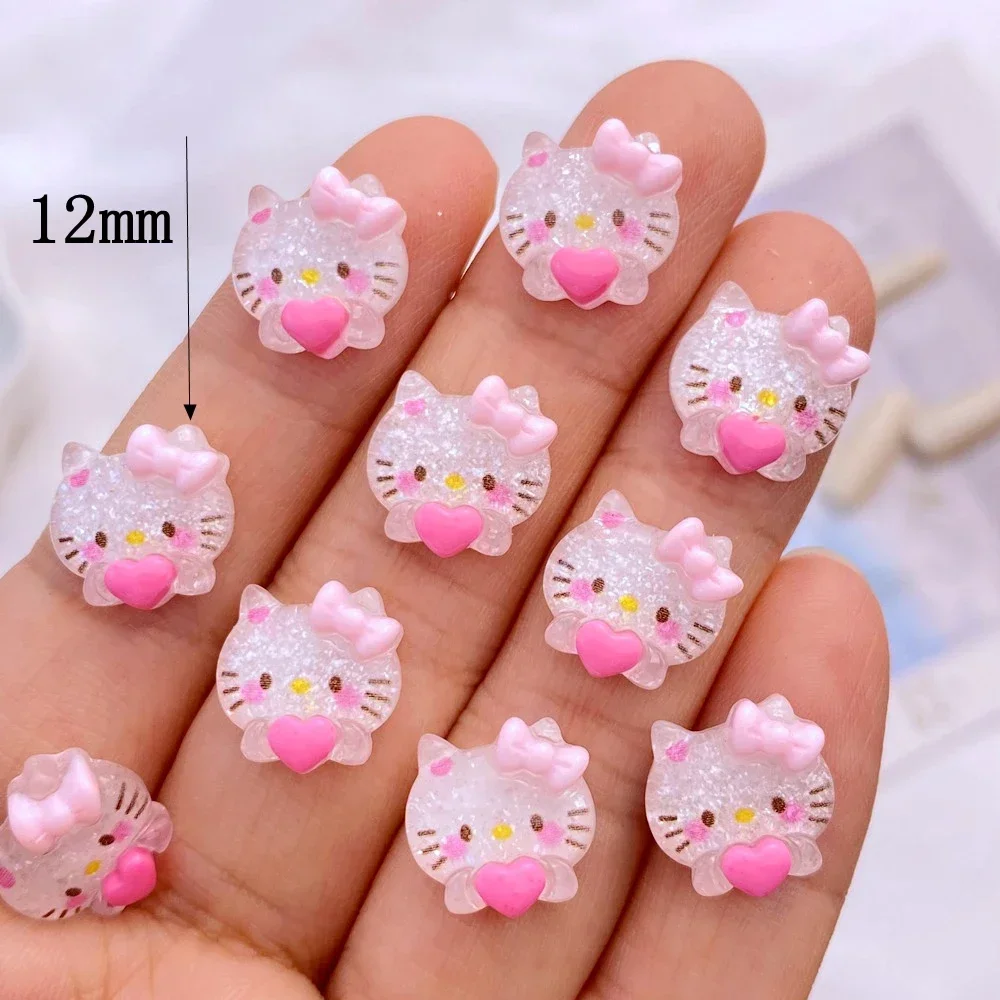 20Pcs New Cute Resin Mini Shiny cartoon loving cat Flat Back Manicure Parts Embellishments For Hair Bows Accessories