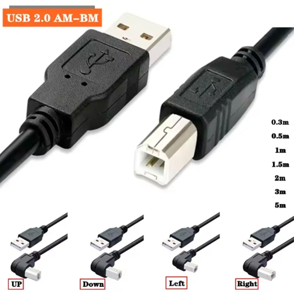 

USB 2.0 A Male To USB B Male B-type BM Upper And Lower Left And Right Corner Printer Scanner 90 Degree Cable BM Angle Cable