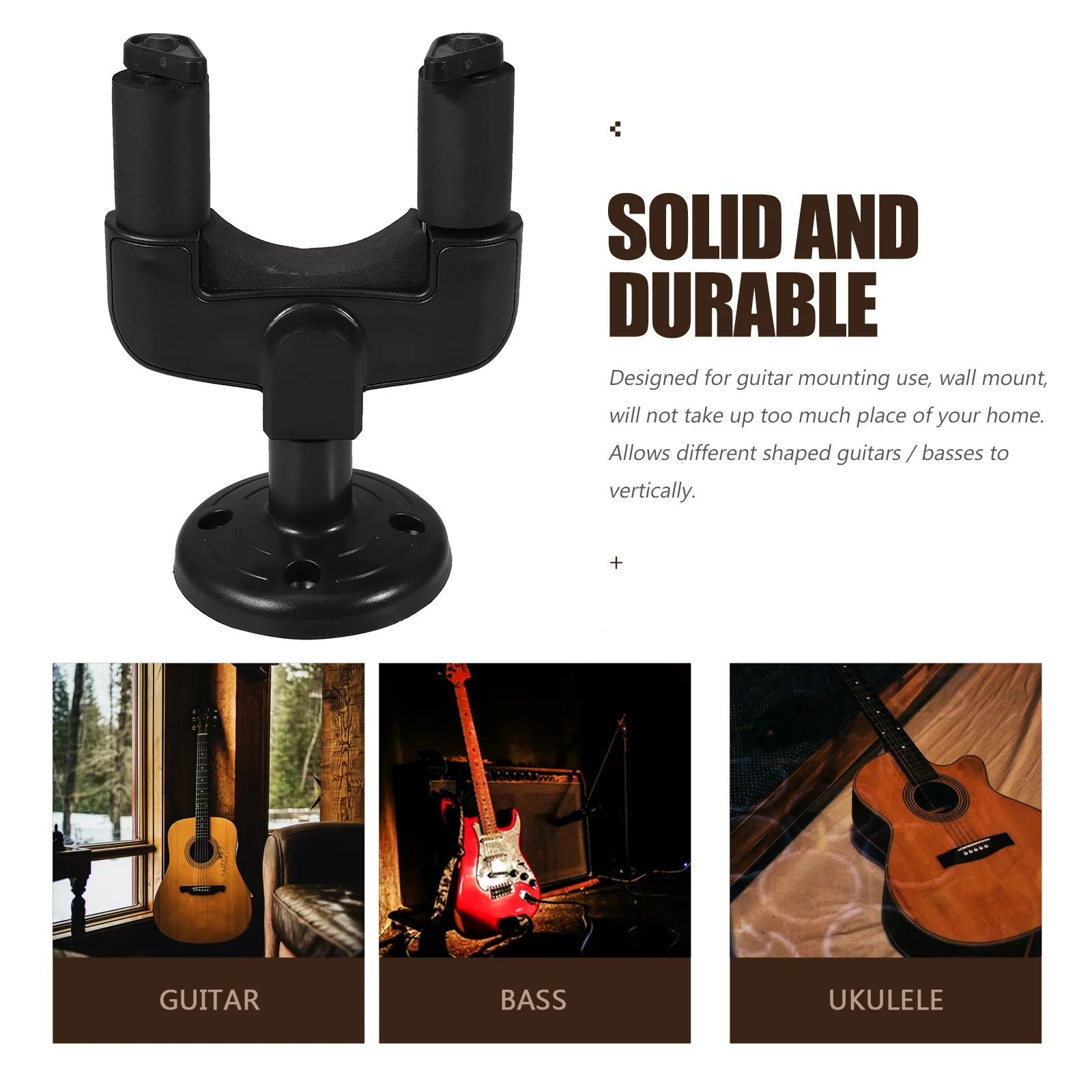 Detachable Wall Mounted Guitar Hangers Auto Locking Grip with Base(Black) guitar hangers for wall guitar hangers wall mount