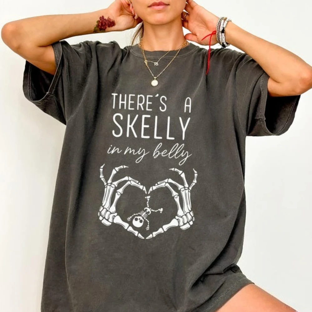 Halloween Terror Spooky Pregnancy Printed T-shirt Tops Horrible Skeleton Ghost Tshirt  Unisex Unique Streetwear Fashion Tee