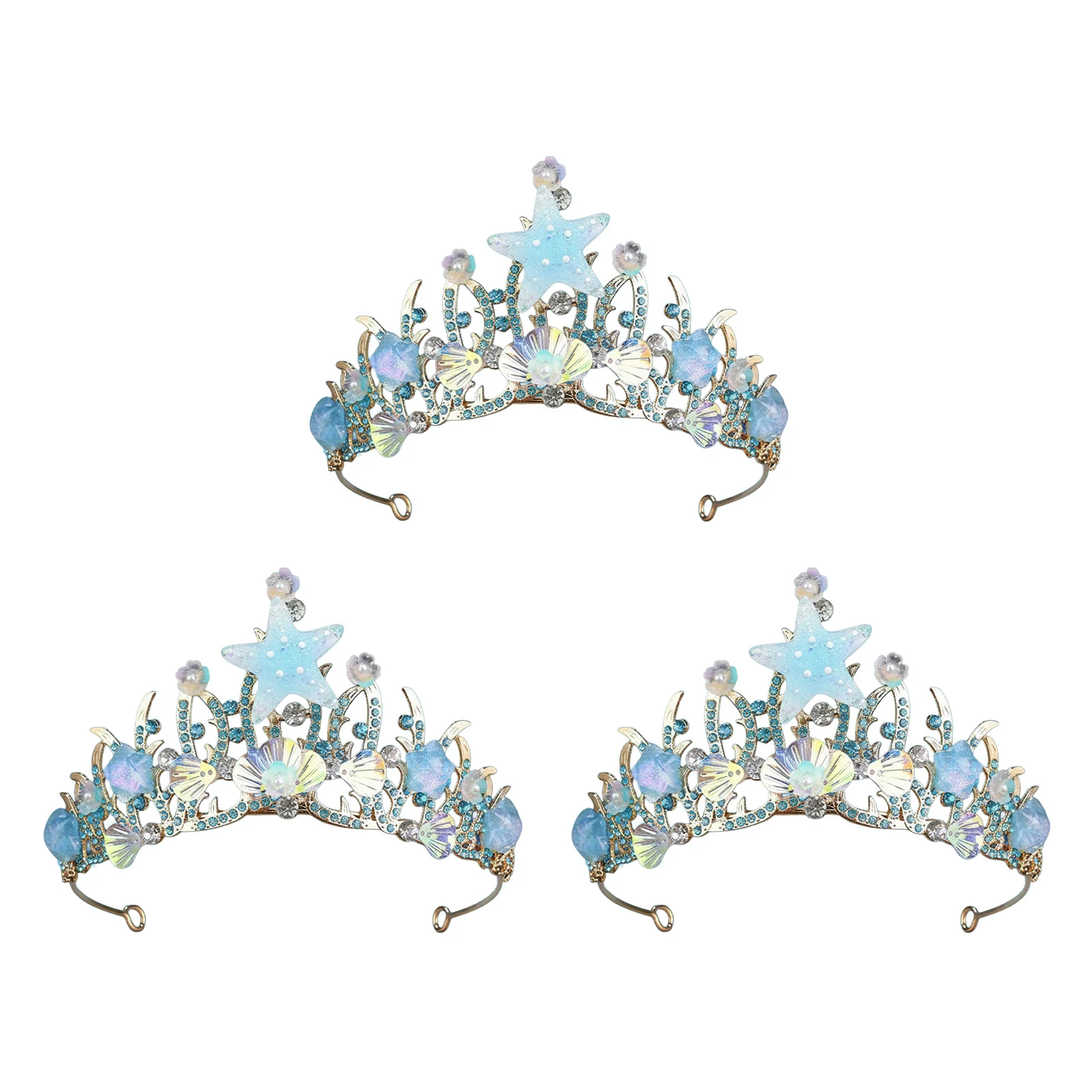 Shiny Princess Crown Sparkling for Kids Birthday Party Mermaid Tiara Set Sequin Ocean Theme Costume Accessories Durable