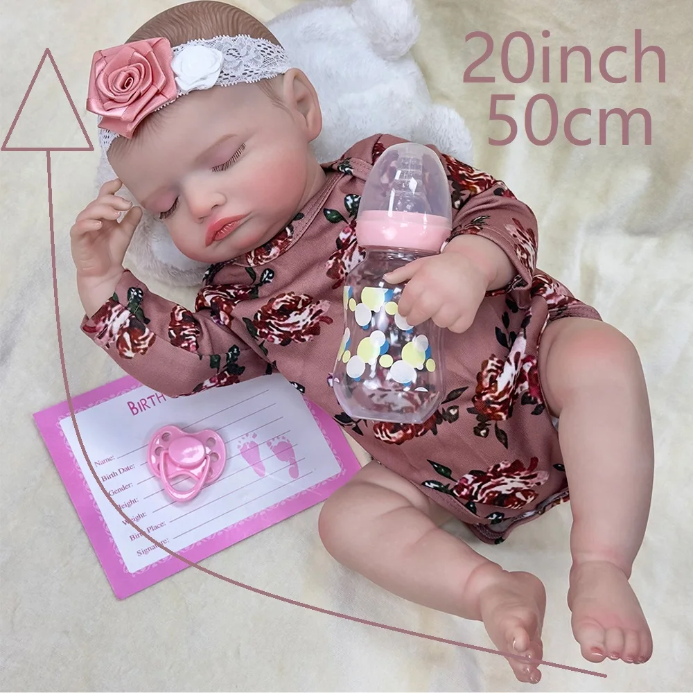 Muñeca Reborn de 20 pulgadas para niña, muñeca realista de vinilo de PVC con bonita expresión realista, pelo pintado a mano y cuerpo poseible, incluye