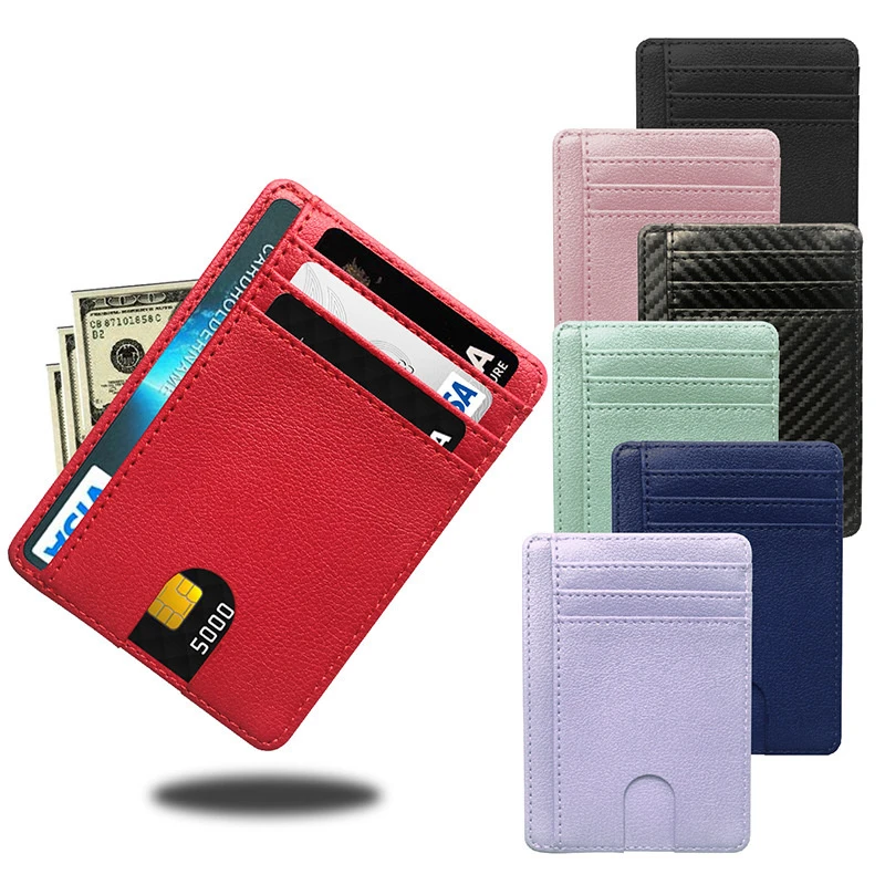 Pu Multi-Card Slot Ultra-Dunne Kaarthouder Unisex Grote Capaciteit Anti-Demagnetiserende Credential Bag Vierkante Korte Creditcard Cover