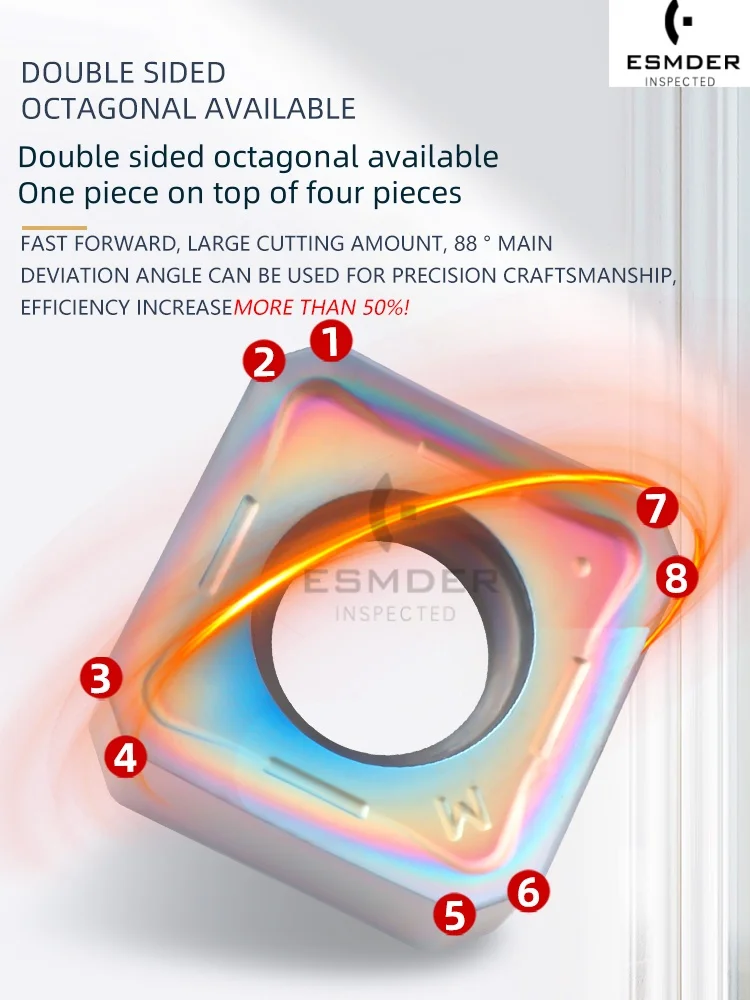 SNMX 120508 GM SNMX1205ANN-M Doppelseitige Fräserklinge, 45-Grad-Quadrat-Hartmetalleinsätze, Verarbeitung von Edelstahl, allgemein