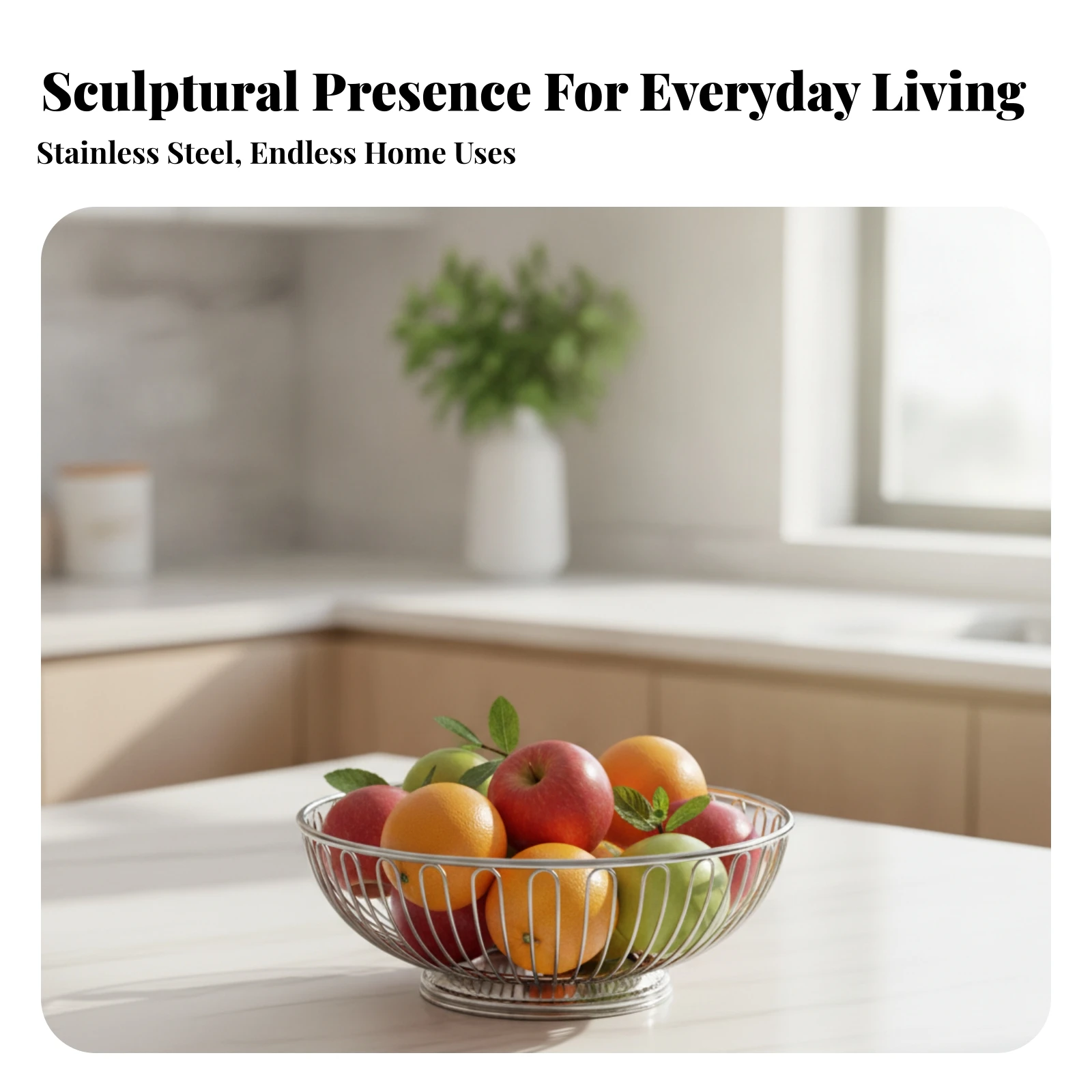 Wire Fruit Basket Ventilated Stainless Steel Fruit Basket Metal Round for Dining Table