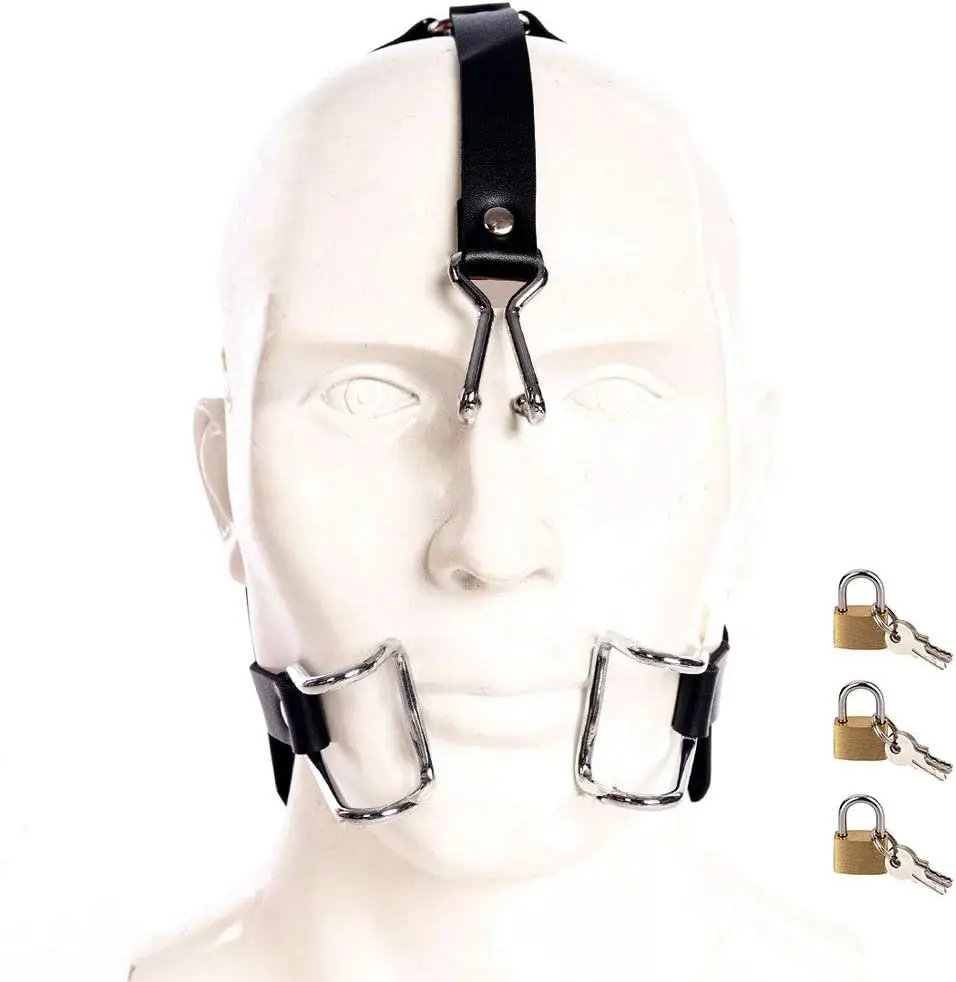 Hook Claw Mouth Spreader & Nose Hook, Open Mouth Gag for Sex Fetish Restraints SM Adjustable Slave Harness Sex Toy