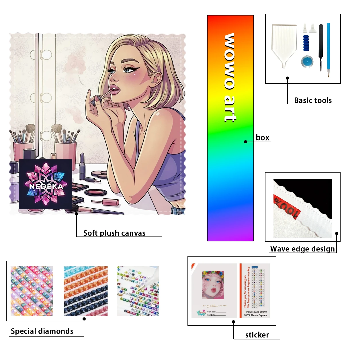 

【NEDEKA_ Diamond Art】The girl wearing lipstick Crystal AB Rhinestone FD Rhinestone Perfect Resin Diamond