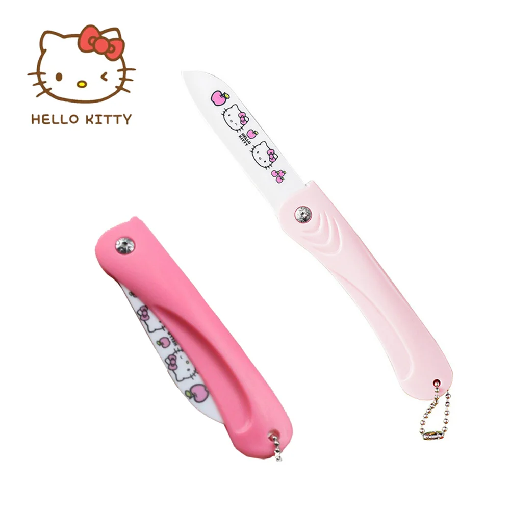 Anime Sanrio Hallo Kitty Obst messer Falten tragbare Reise Haushalt Schäler Kawaii Hallo Kitty Weihnachts matten Geschenk