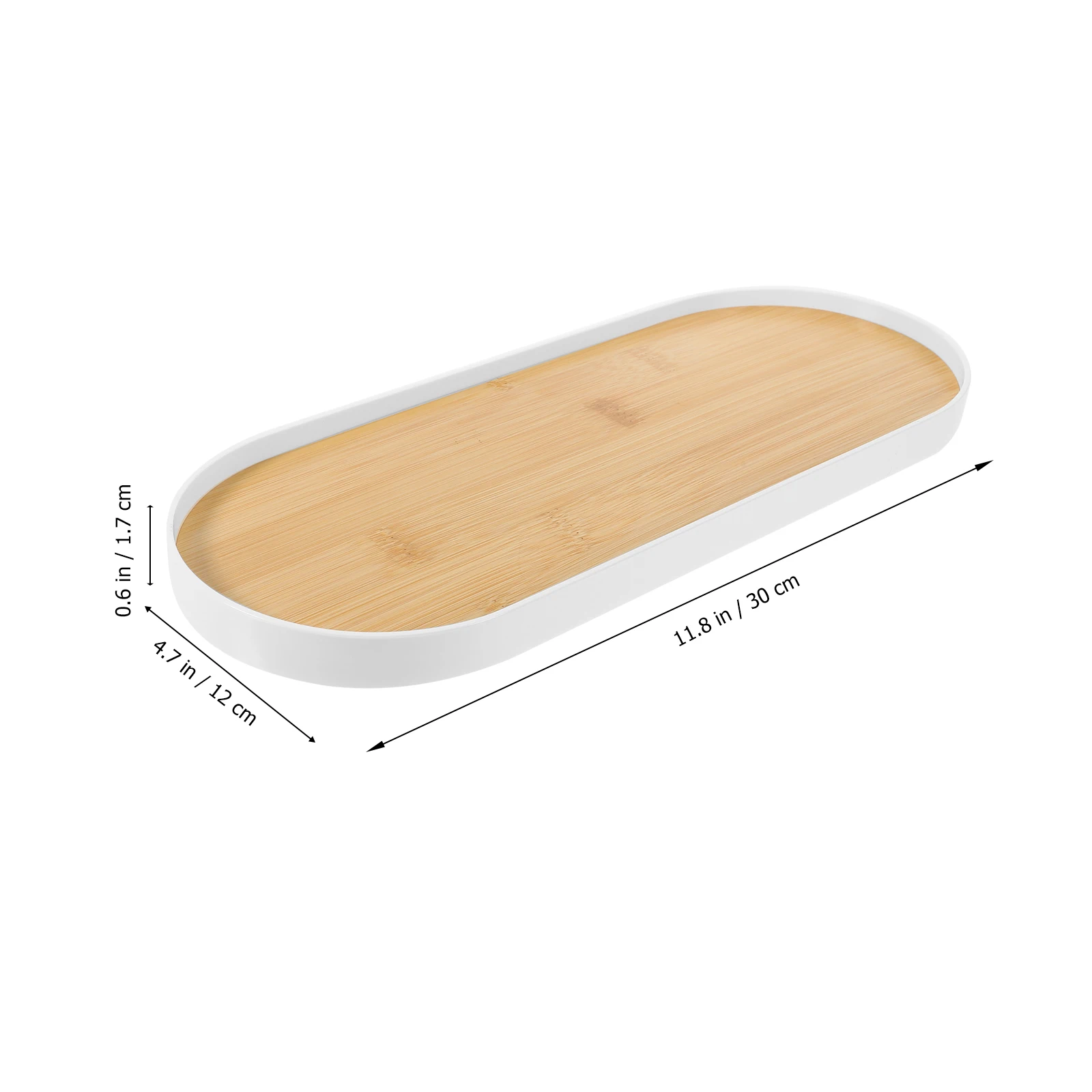 

Elegant Bamboo Makeup Perfume Oval Bathroom Vanity Countertop Storage Tray For Cosmetics Jewelry Keys Desktop Organizer Modern