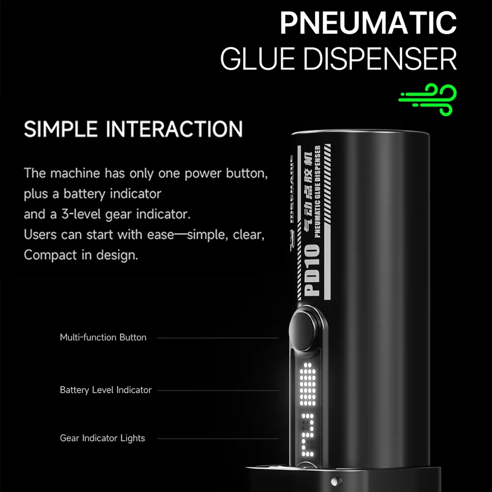 เครื่องจ่ายกาวลม MECHANIC PD10 พร้อมปั๊มลมในตัว แบตเตอรี่ 1200mAh สำหรับกาว UV/น้ำยาประสาน ซ่อมโทรศัพท์