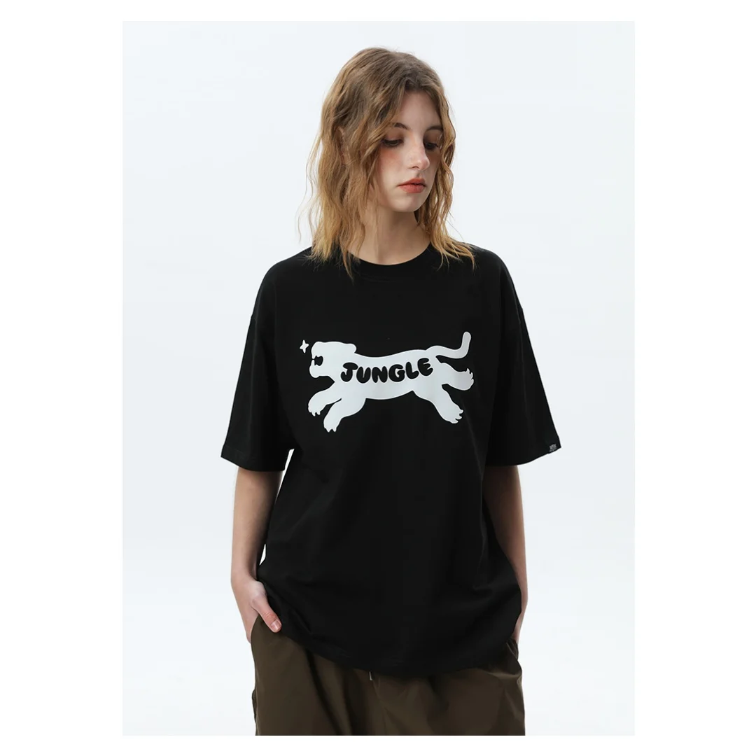 النمر طباعة الجرافيك تي شيرت الصيف موضة الترفيه الراقية تنوعا تنفس القطن الخالص الرجال والنساء Y2K تي شيرت