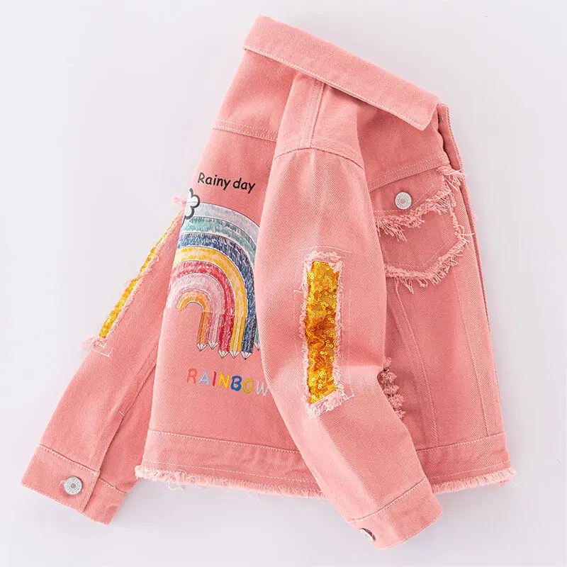 Girls Denim Jacket Spring Korean Style Fashion Toddler Kids Jacket For Girls Coats Autumn  Children Girls Pink Jacket