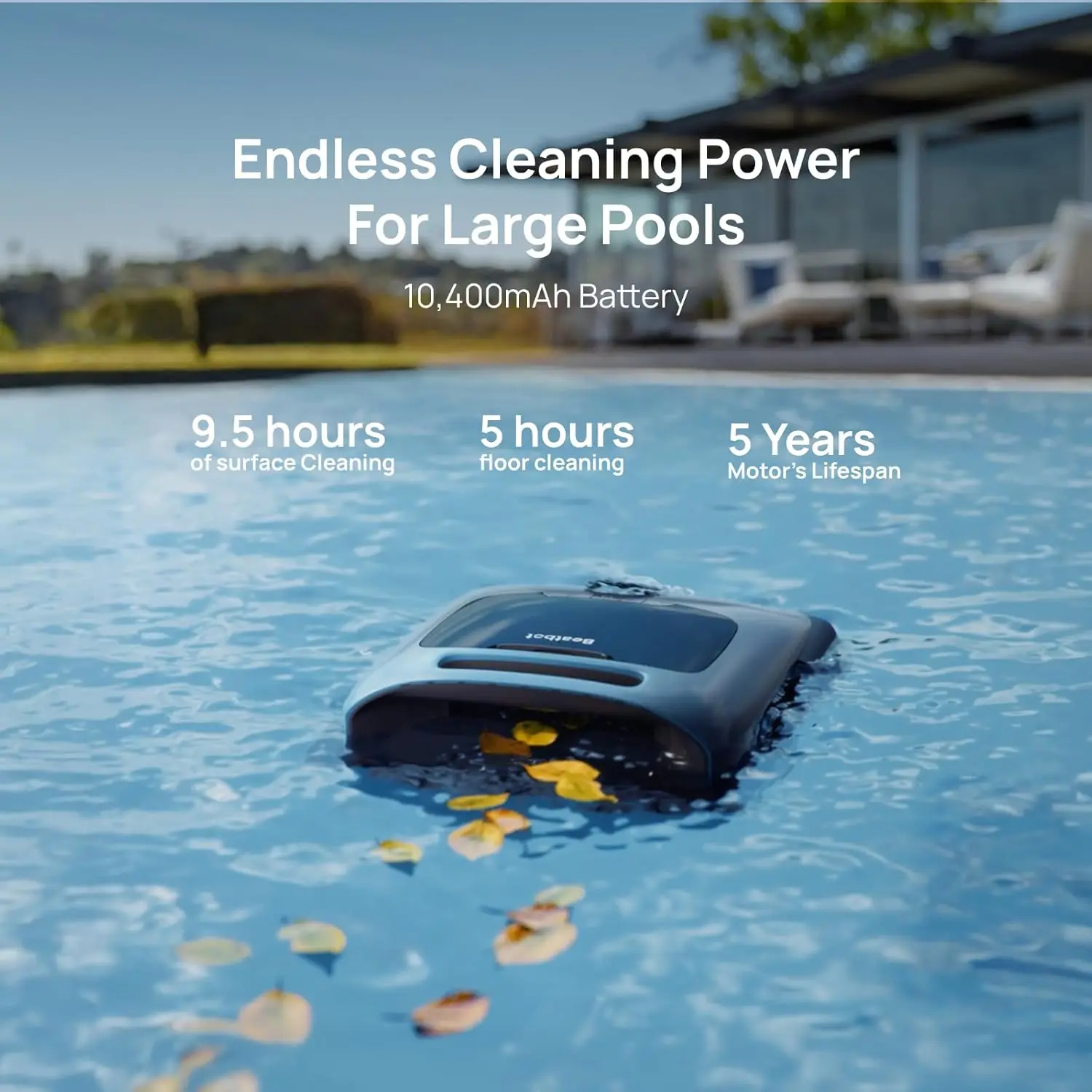 Beatbot AquaSense Pro Pool Robot Vacuum, 5-in-1 Cleaning ,Smart Surface Parking, Ideal for Inground Pools up to 3,299 Sq.ft