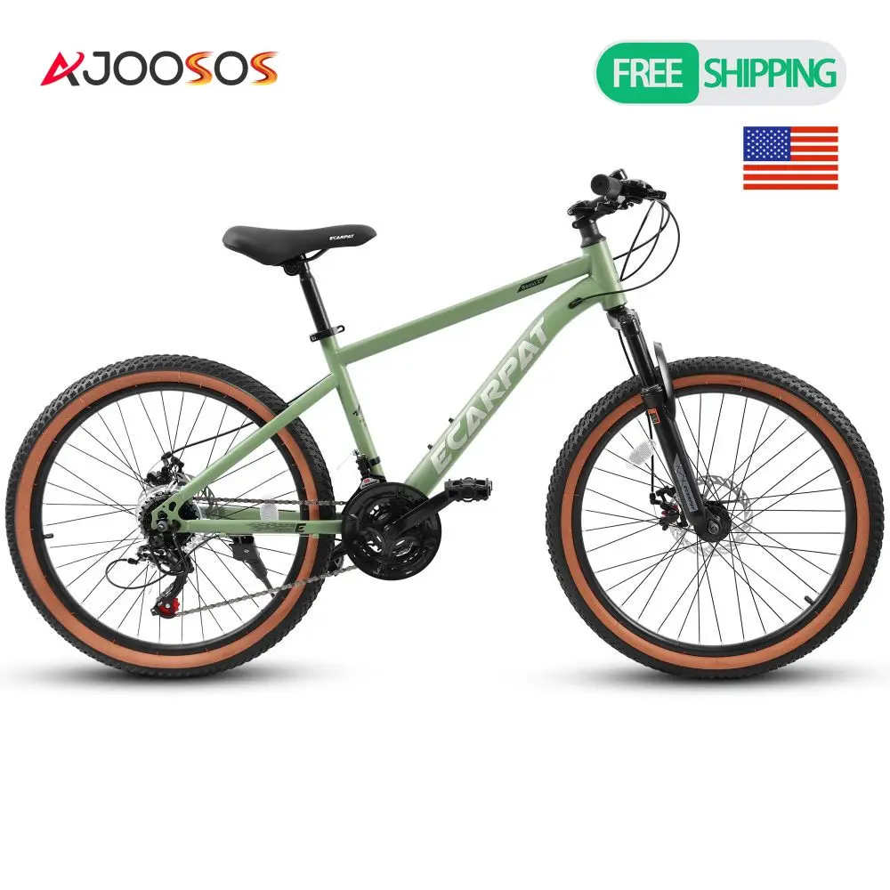 

27,5-дюймовый горный велосипед для взрослых, рама из высокоуглеродистой стали, дисковые тормоза, шины с коричневыми краями, 21 скорость для поездок на работу, уличный велосипед