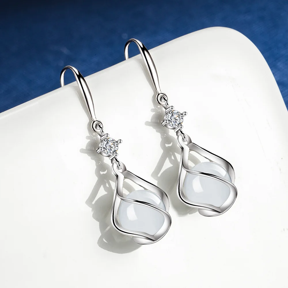 

Charming 925 Sterling Silver Luxury Spiral Round Earrings for Women, Wedding Party Jewelry Accessories