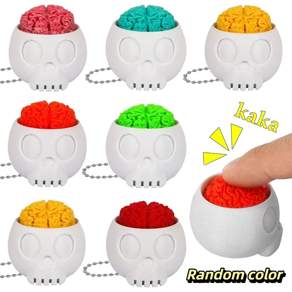 3D Printed Fidget Keychain Skull Design Clicking Feedback Stress Relief Portable Size Lightweight Structure Novelty Prank