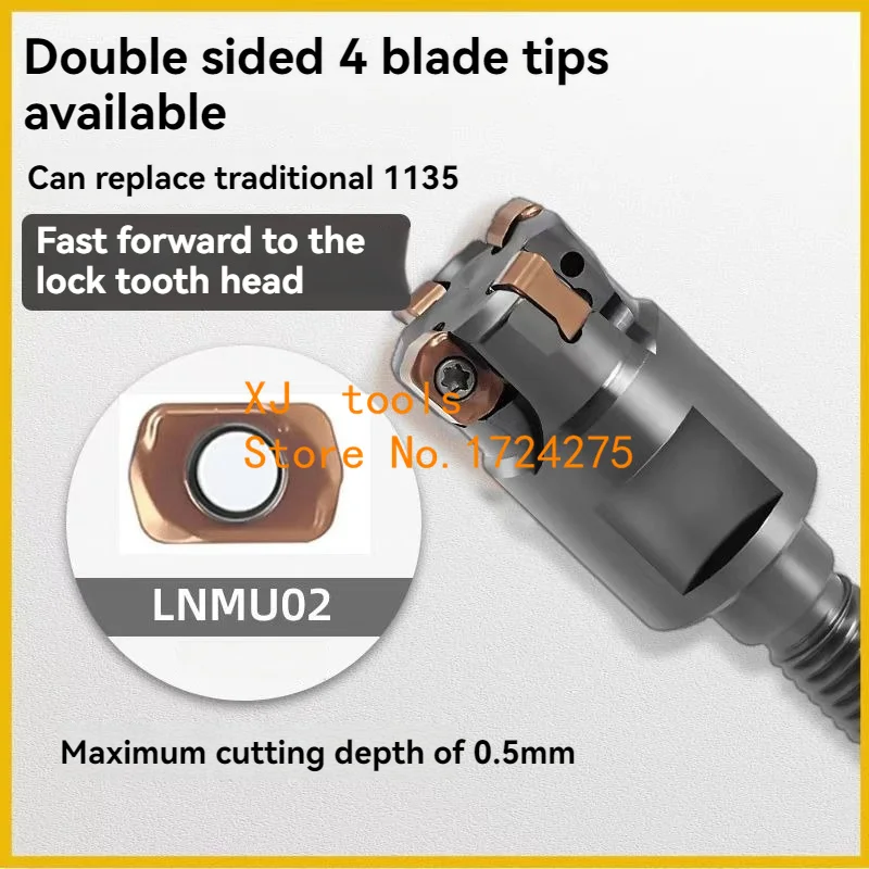 Small Diameter EXN02R Fast Feed Locking Tooth Type Milling Cutter Head Seismic Resistant Milling Cutter Head LNMU0202 Insert