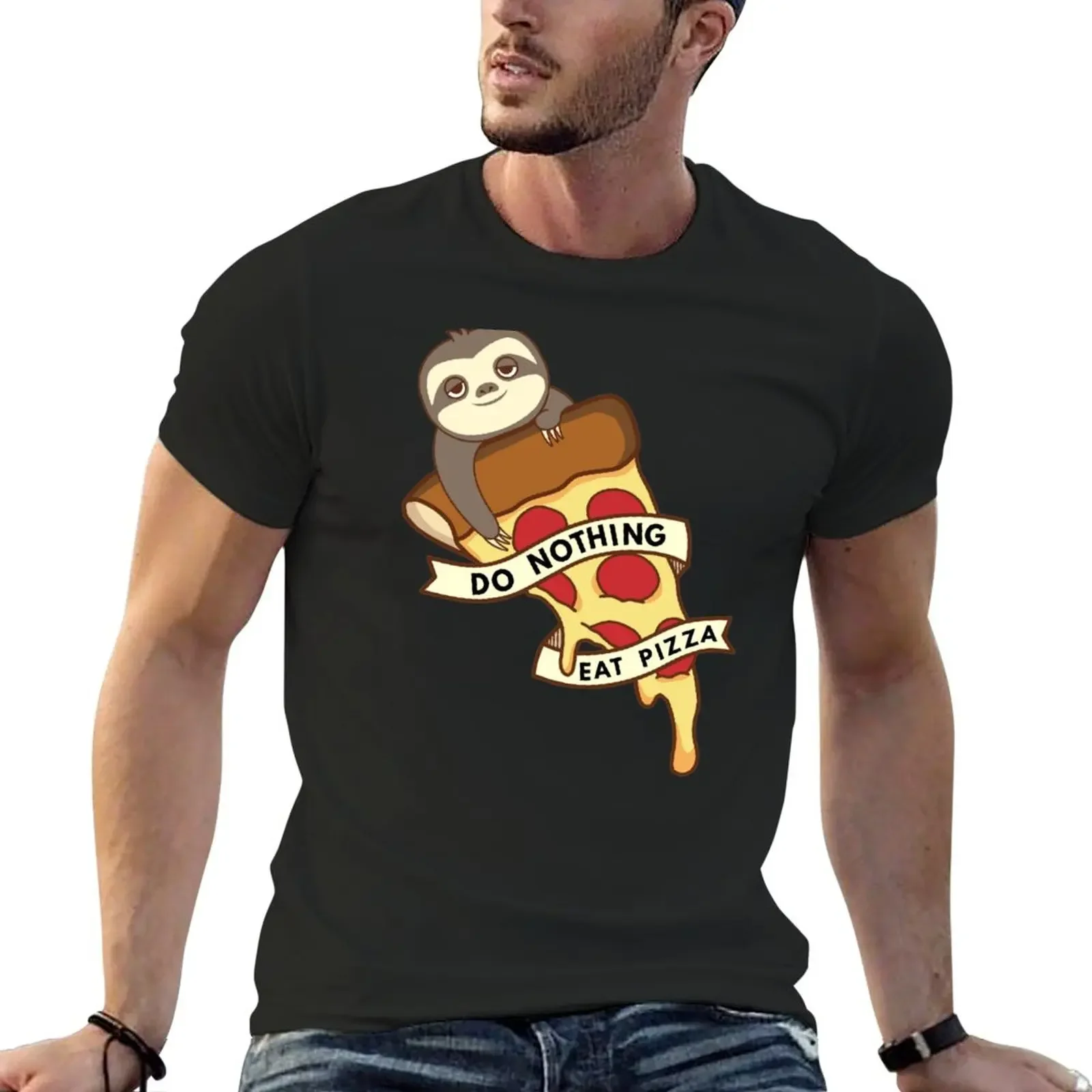 New Do nothing and ea pizza sloh T-Shir new ediion  shir quick drying  men  s