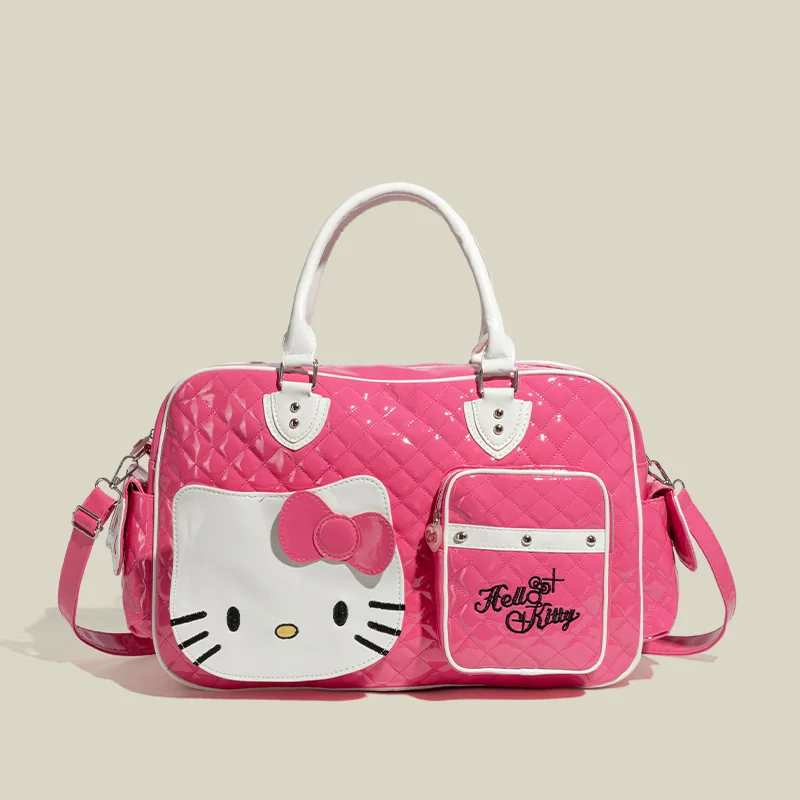 Hello Kitty Large Capacity Crossbody Bag Pink Shoulder Bags for Gift Y2K Sweet Girl Pu Leather Handbag Birthday Christmas Gift