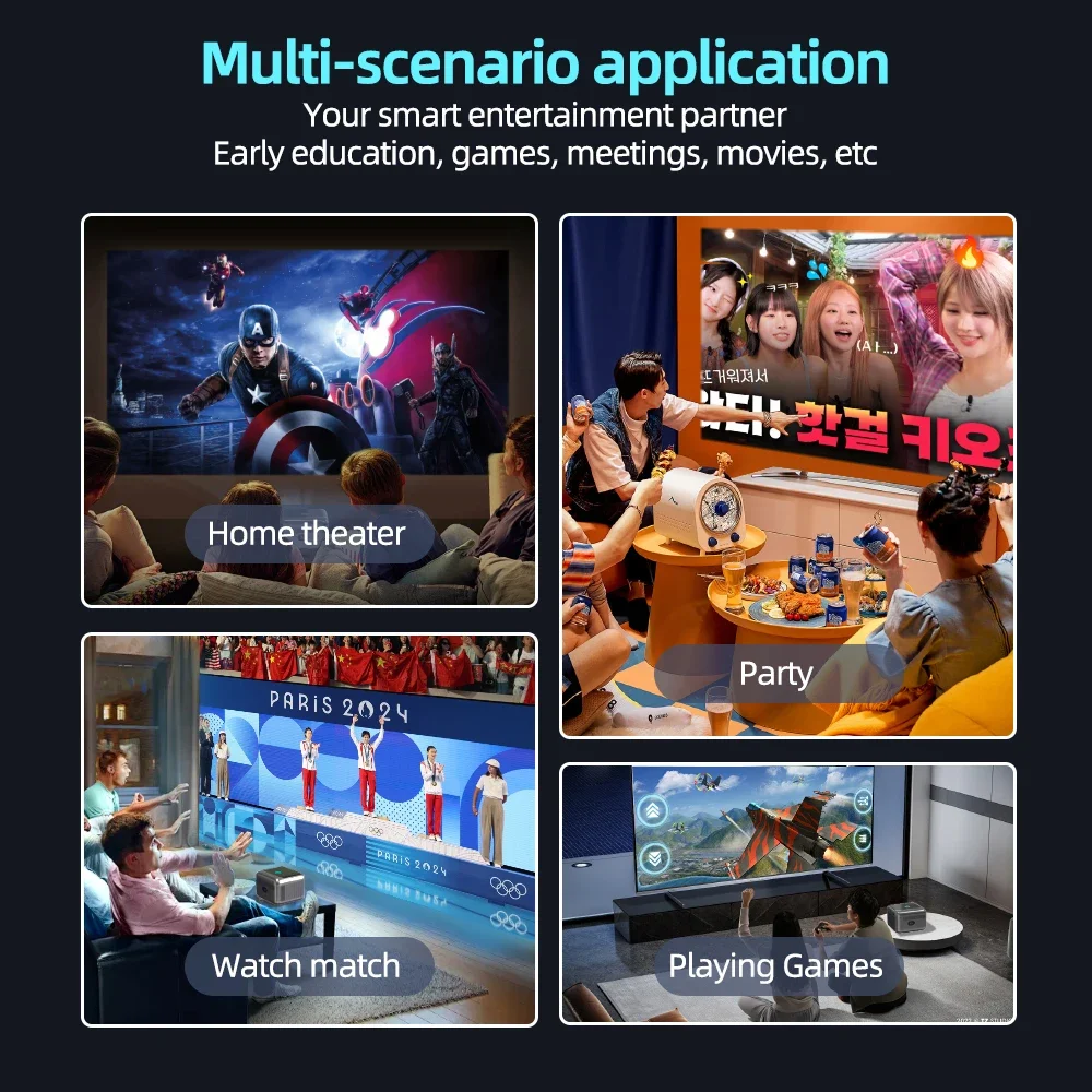 Портативный проектор для домашнего кинотеатра Vivicine-A6, Android 9.0, HD 1080P, пыленепроницаемый, автофокус, автоматический брелок