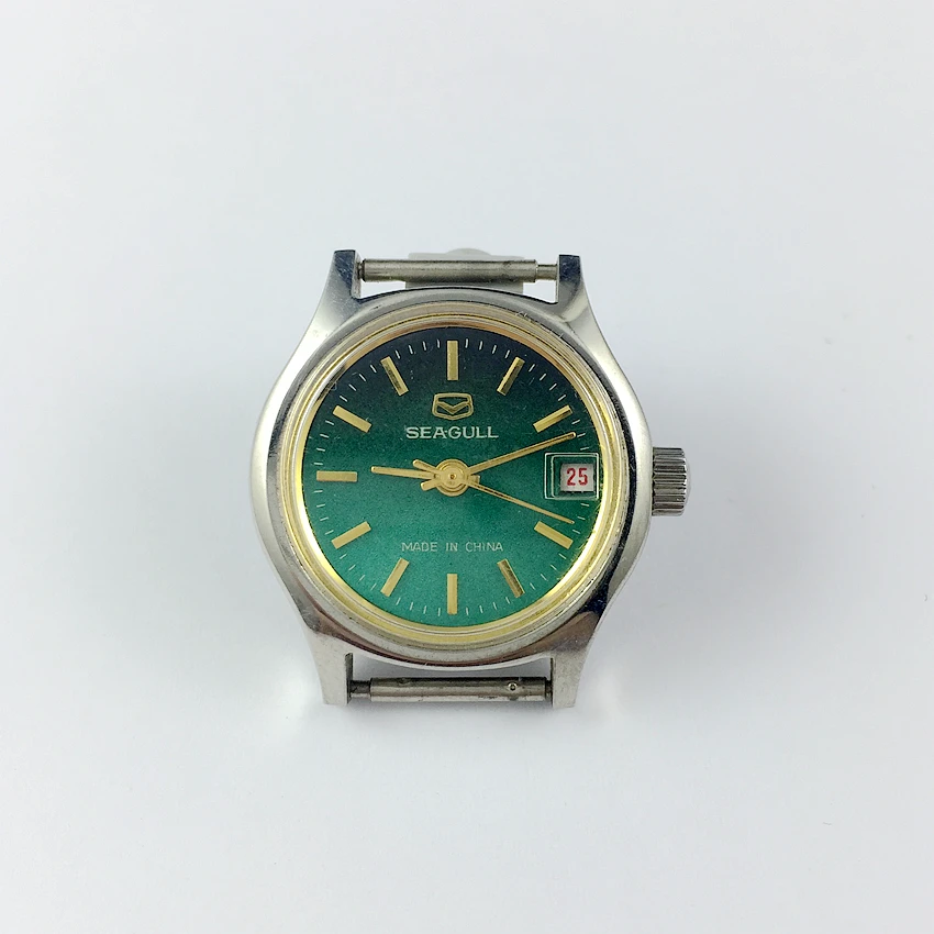 

High-grade light luxury original stock all steel green noodles order calendar mechanical women's watch to send strap