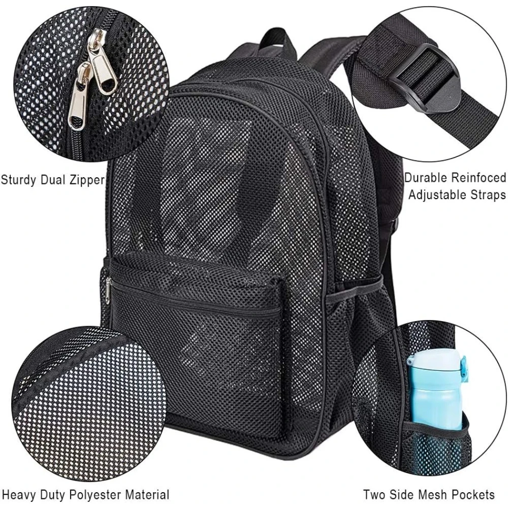 Mochila de malha resistente, grande, transparente, respirável, resistente a rasgos, aprovada pela escola, mochila de segurança para adolescentes do ensino médio, academia