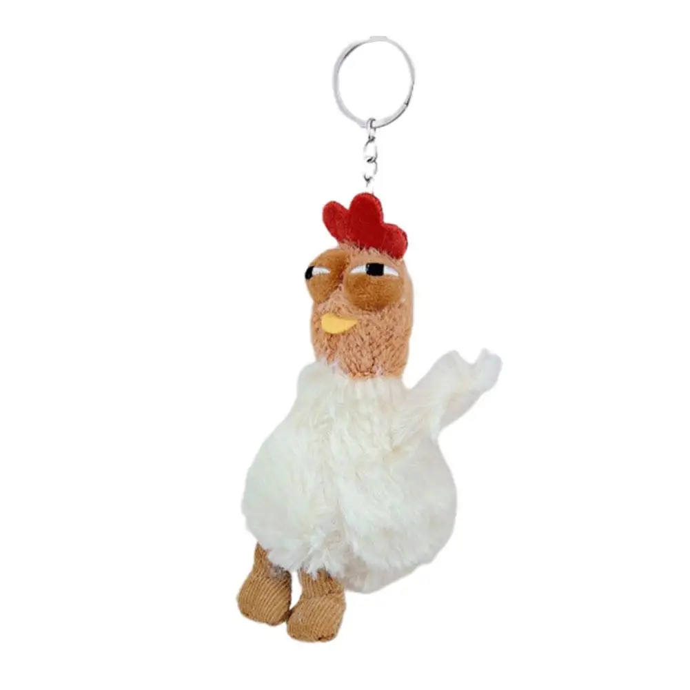 Funny Plush Chicken Egg Laying Hens Keychain Cartoon Animal Chicken Keyrings for Women Men Car Keys Keyrings Hens Keychain