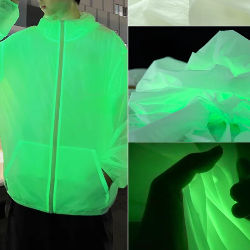 

Светящаяся в темноте флуоресцентная технология ткань зеленая светящаяся креативная тонкая ткань для пальто и брюк одежда дизайнерская Ткань для шитья