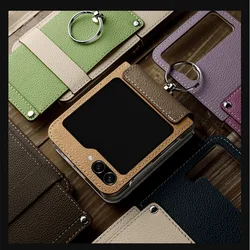 South Korea Fashion Miss Ring case for Samsung Galaxy Z Flip 6 5 5G Fold business leather Cover Anti-knock Cases for Flip5