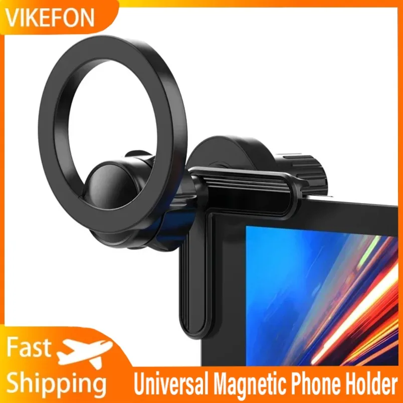 

Портативный универсальный магнитный держатель телефона для экрана дисплея, вращение на 360 градусов, сильный магнит, автомобильное крепление для iPhone 16 15 14 13 12