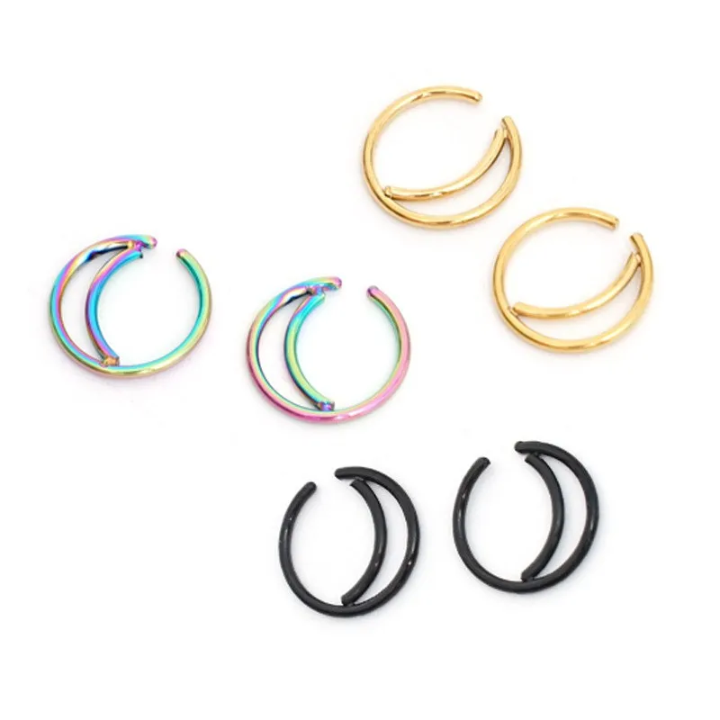 1PC Surgical Steel Nose Rings Septum Hoop moon shape Nostril Piercing Jewelry Tragus Cartilage Tragus Earring For Women Men