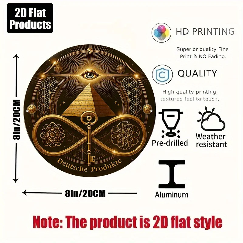 CIFBUY Vintage Aluminum Wall Art Waterproof Scratchproof All Seeing Eye Sign For Living Room Office Home Indoor Decor