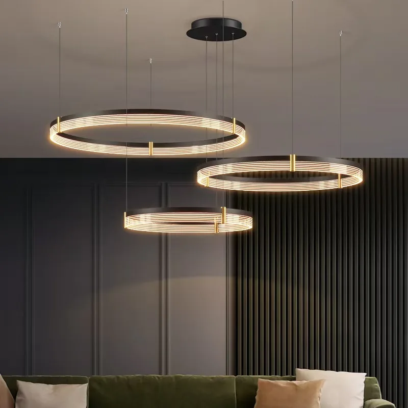 Italienische minimalistische kreisförmige Pendelleuchten für Wohnzimmer, Restaurant, Beleuchtung, luxuriöse und stimmungsvolle Acryllampen, Heimdekoration