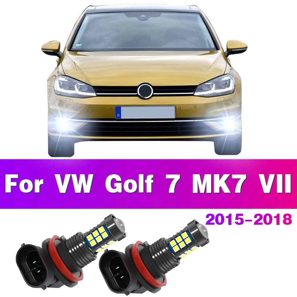 Lampu bohlam lampu kabut depan mobil LED, Aksesori Otomotif Untuk Volkswagen VW Golf 7 MK7 VII 2015 2016 2017 2018 2 buah