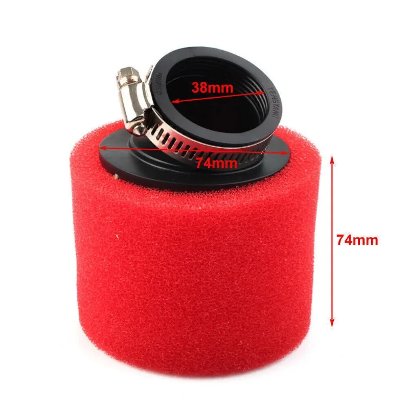 35mm 38mm 42mm 45mm 48mm Pit Dirt Bike Angled Foam Air Filter Systems for 110cc 125cc KLX CRF50 CRF70 Red Motorcycle Accessory