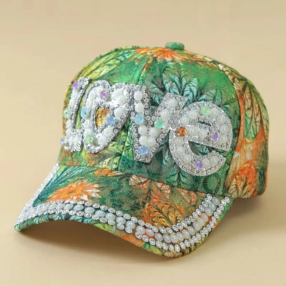 Light Luxury Shiny Diamond Women Sequins Cap Colorful with Beads Baseball Caps Sport Leisure Adjustable Girl Printing Hat