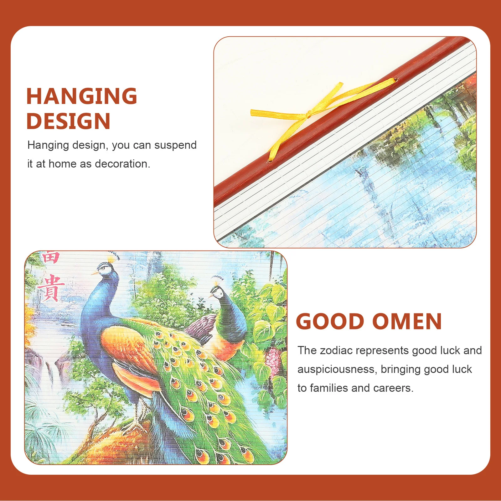 Calendario da parete 2024 Anno del drago Scorrimento di carta Decorazioni per la casa Imitazione rattan Calendari tradizionali sospesi Funzionali