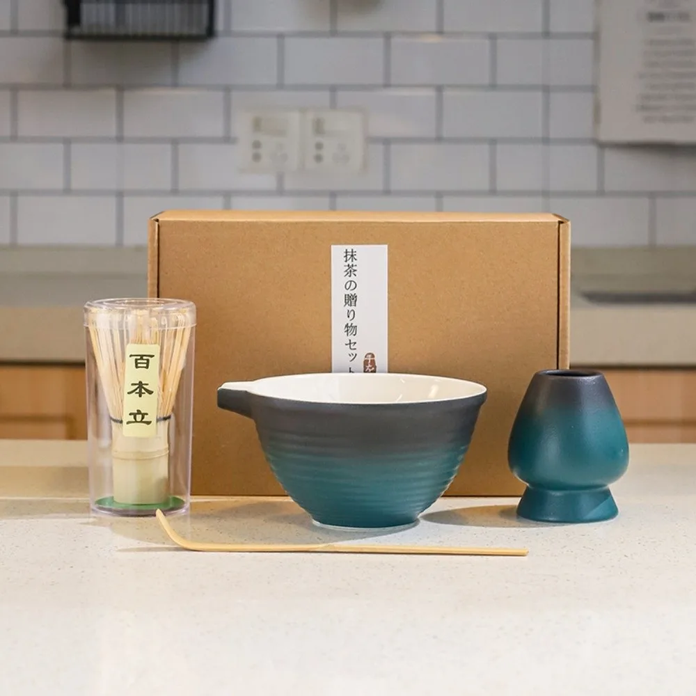 

4 шт., керамический бамбуковый японский чайный сервиз матча, чаша матча, многоразовый набор венчиков для матча, держатель для венчика матча, набор для приготовления матча