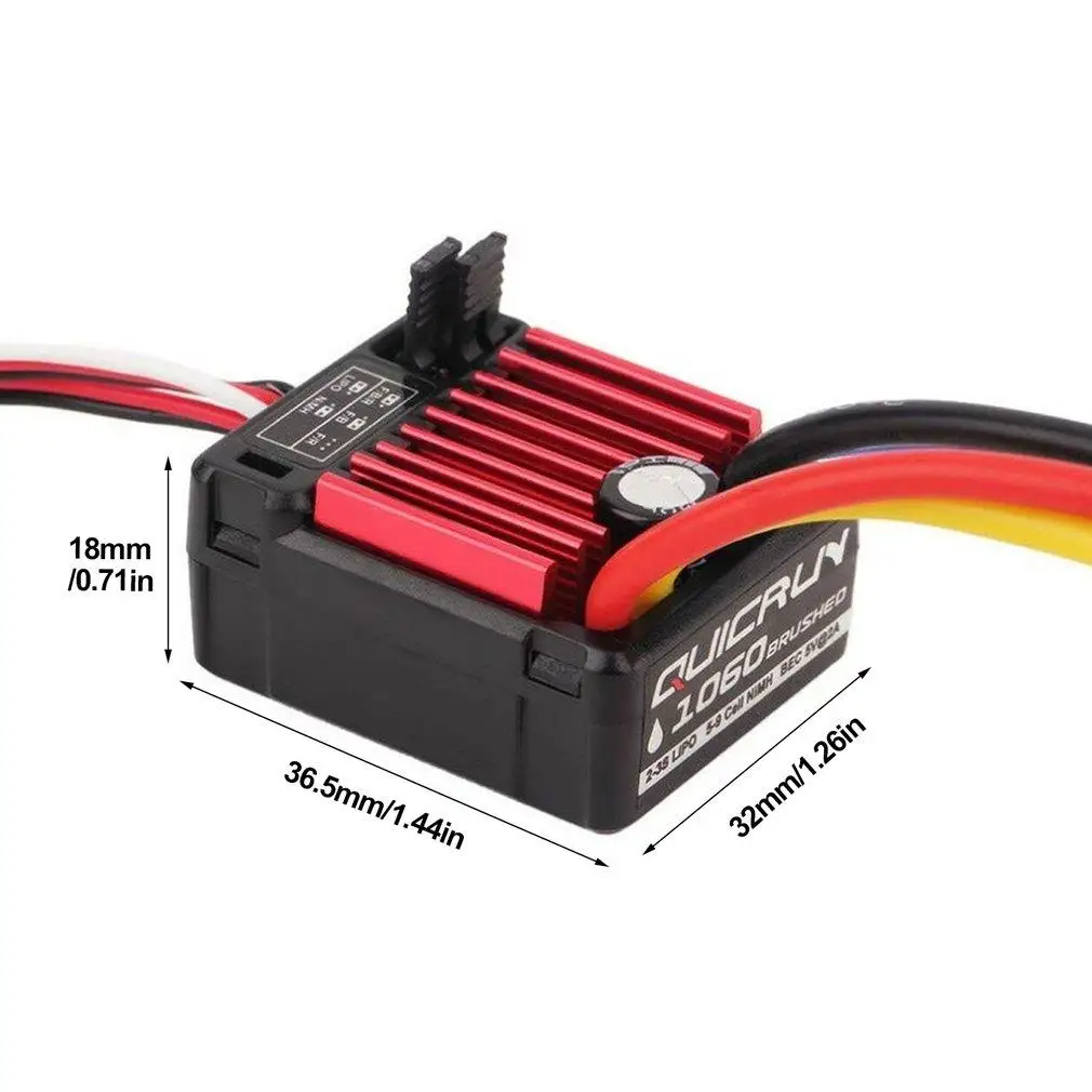 1pcs Original Hobbywing QUICRUN WP 1060 60A Waterproof Brushed ESC With BEC For 1:10 RC Car Waterproof