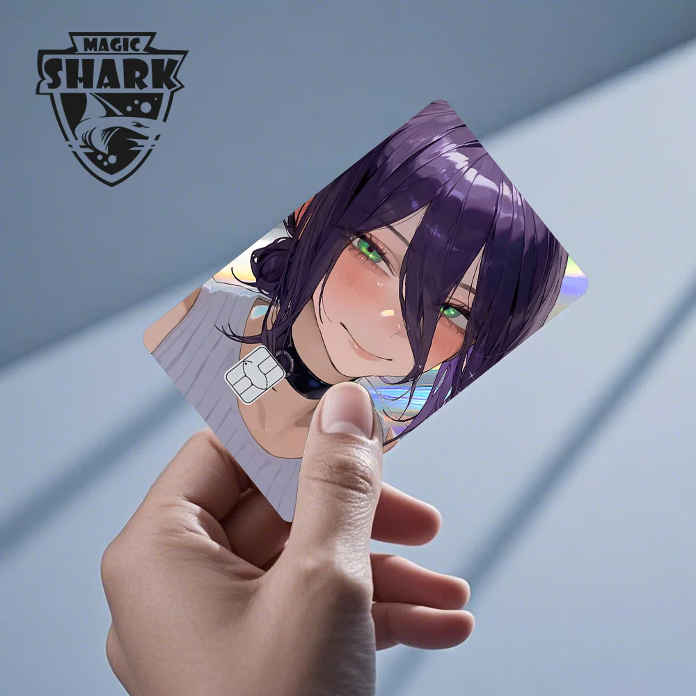 100% nuevo tiburón mágico Reze Pretty Girl holográfico brillante piel láser crédito banco de débito película cubierta pegatina de piel
